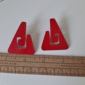 Red metal earrings